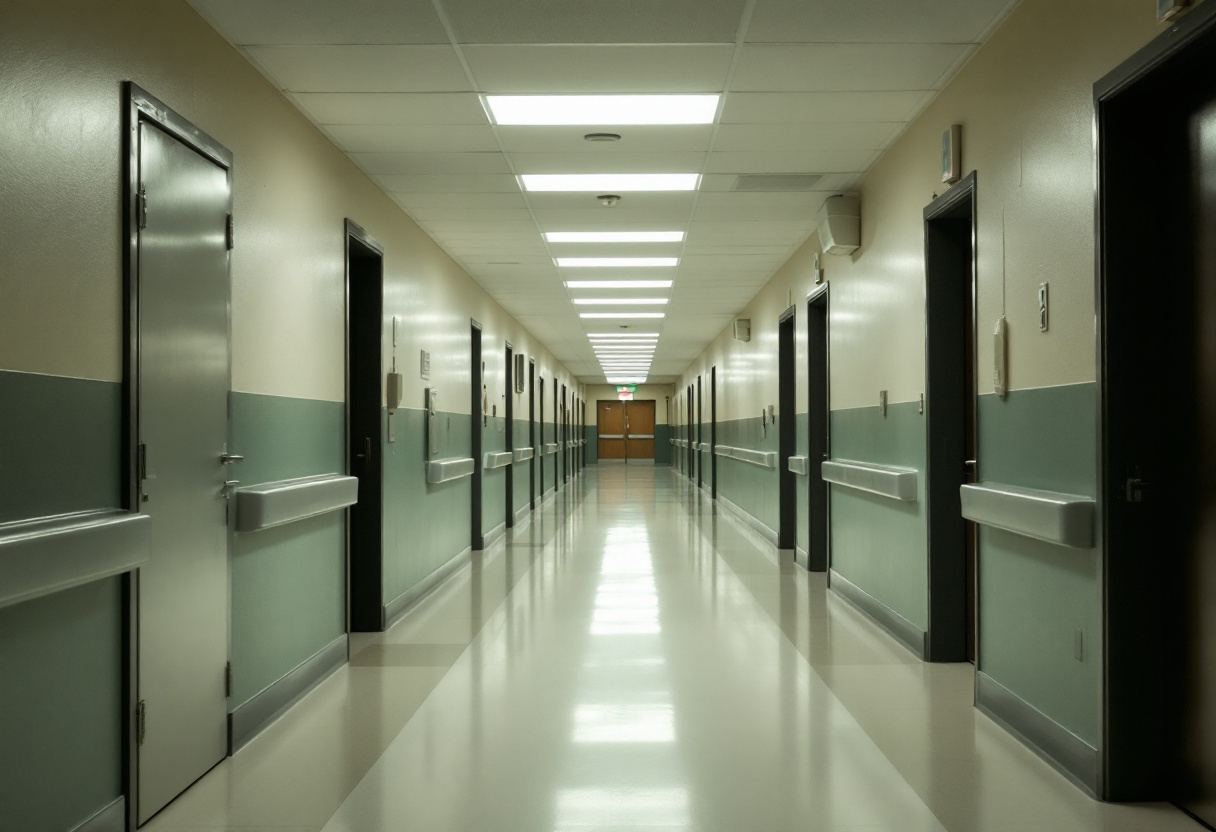 Institutional corridor. The route people take after something has gone wrong.