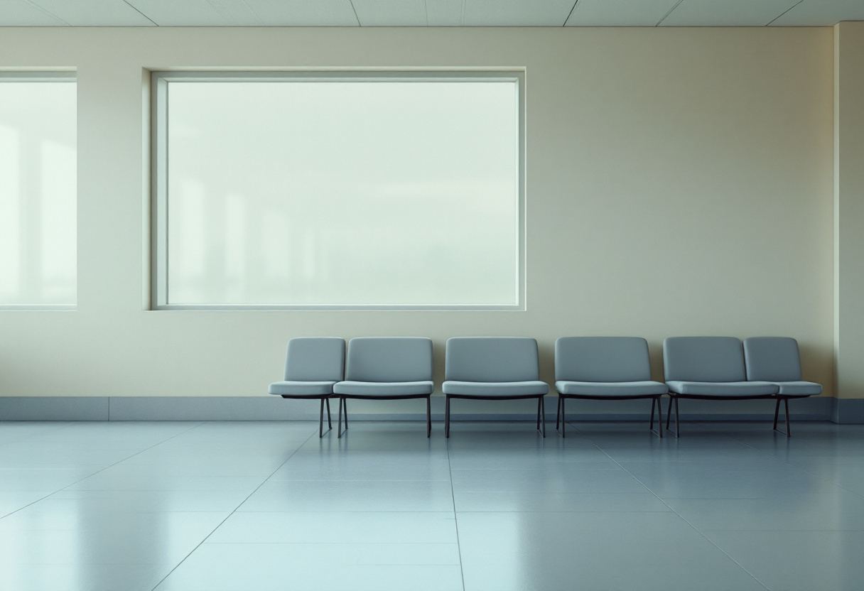 Waiting space geometry. No people, no clinics, nothing identifiable.